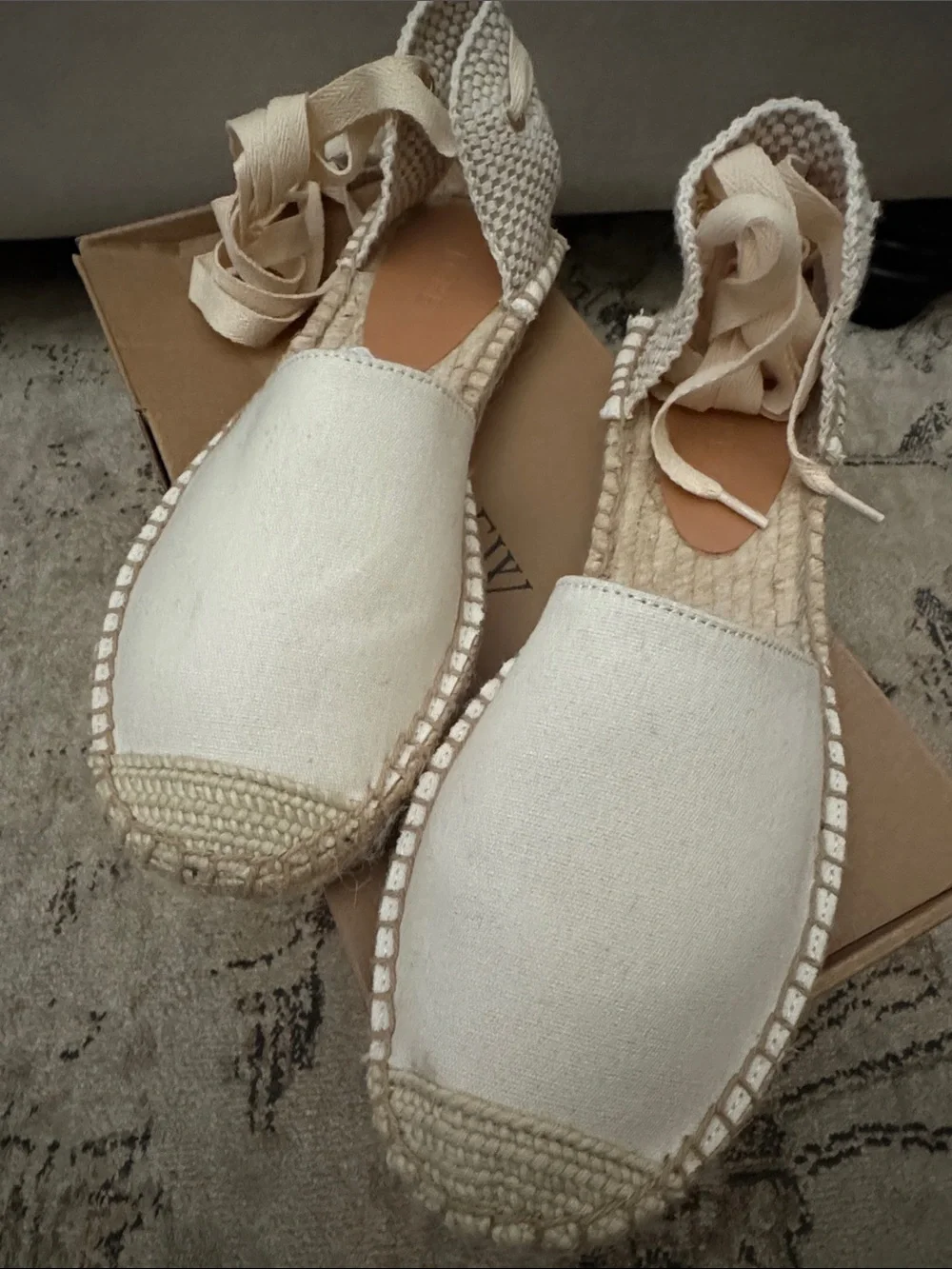 J. Crew Cream Canvas Espadrille Lace-Up Sandals